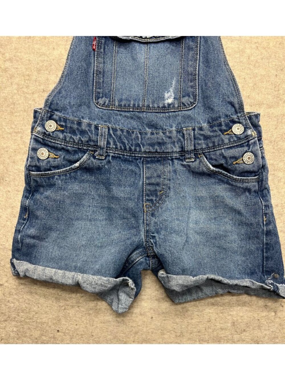Levi's Distressed Medium Wash Shortall Girls 10 Regular Summer Distressed - Picture 3 of 11